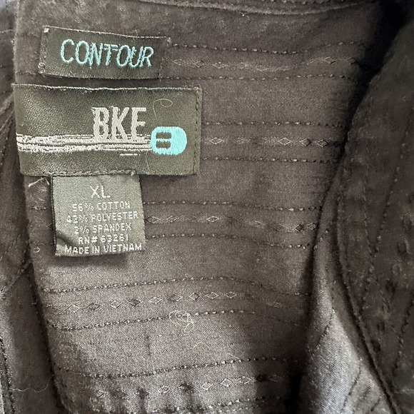 BKE Buckle Contour Black on Black textured Stripe Button Down Sz XL Long Sleeve - Picture 6 of 7